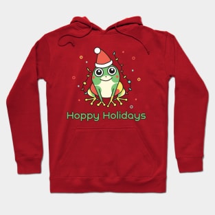 Frog with Hoppy Holidays Text T-Shirt Hoodie